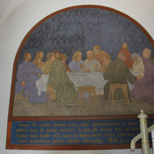Varpaisjärven Pyhän Mikaelin kirkossa oleva maalaus ehtoollisen asettamisesta.